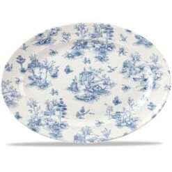 Churchill China Prague Toile 36.5x29.3cm/14.4x12" Oval Rimmed Dish Vintage Print (Box Of 6)