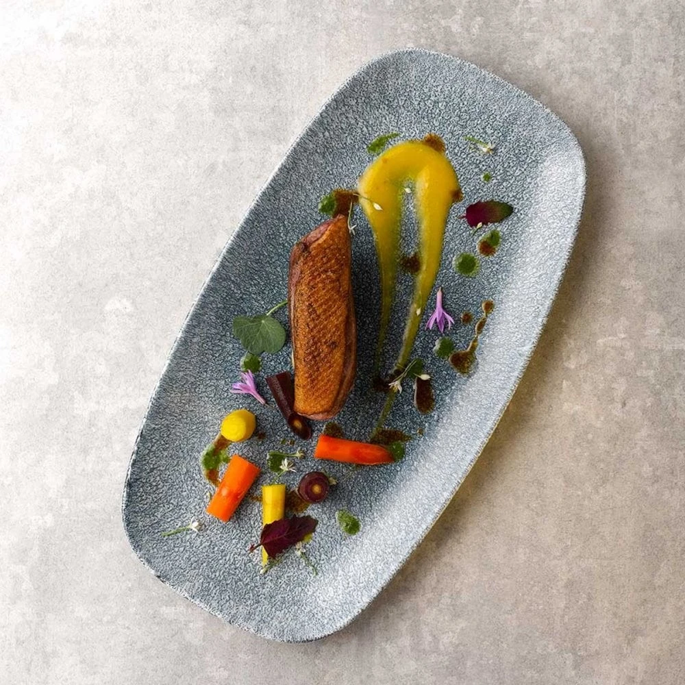 Churchill China Raku Oblong Plate 34.9 X 18.4cm Topaz Blue (Box Of 12) 2 Churchill China Raku Oblong Plate 34.9 X 18.4cm Topaz Blue (Box Of 12) - Image 2