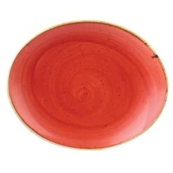 Kitchen Supplies 15 Churchill China Stonecast Oval Plate 19.2cm (7.75") Red Berry (Box Of 12)