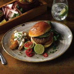 Churchill China Studio Print Stone Grey Oval Plate 10.62''/ 27 Cm (Box Of 12) -Kitchen Supplies churchill china studio print stone grey oval plate 10 62 27 cm box of 12 p2679 12434 image