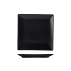 Kitchen Supplies 13 Genware Luna Square Coupe Plate Black Stoneware 21 Cm (Box Of 12)