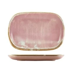 Kitchen Supplies 11 Genware Terra Porcelain Rose Rectangular Plate 34.5x23.5cm (Box Of 12)