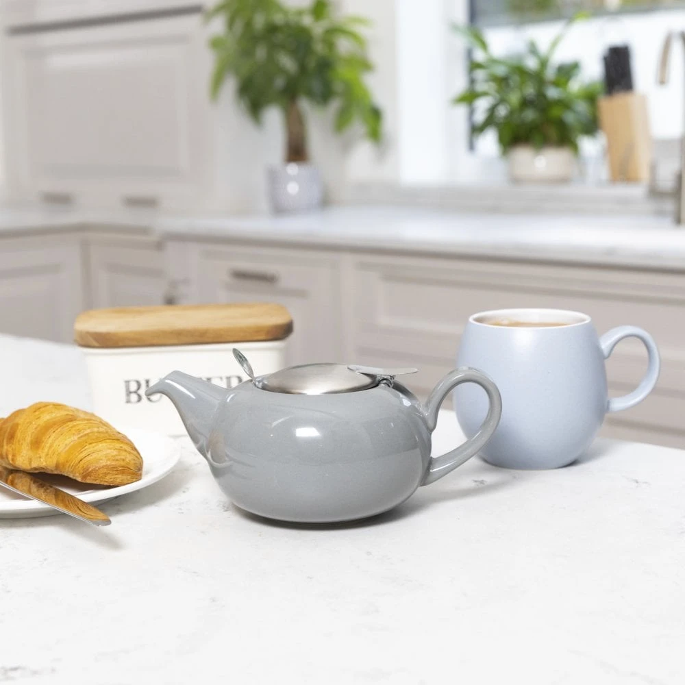 Lifetime Brands London Pottery 2 Cup Pebble Teapot - Light Grey 2 Lifetime Brands London Pottery 2 Cup Pebble Teapot - Light Grey - Image 2