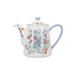 Lifetime Brands London Pottery Viscri Meadow 4 Cup Ceramic Teapot - Almond Ivory / Cornflower Blue